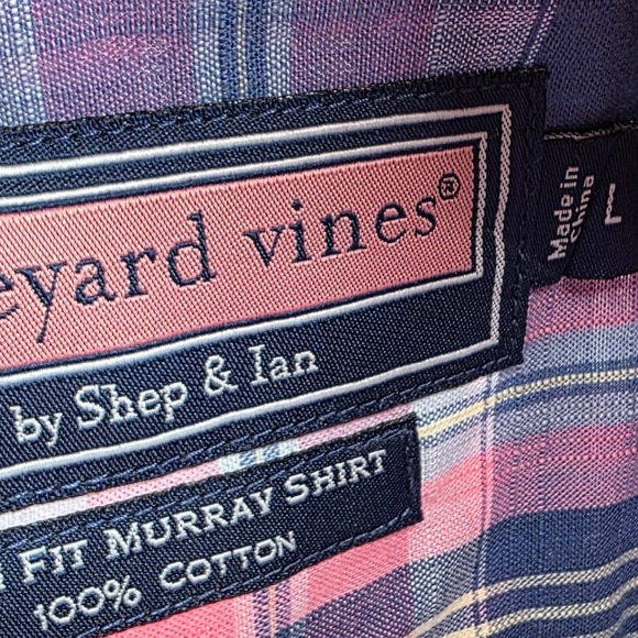 Vineyard Vines Slim Fit Murray Shirt Mens L Pink Blue Plaid Button Down - Picture 3 of 6